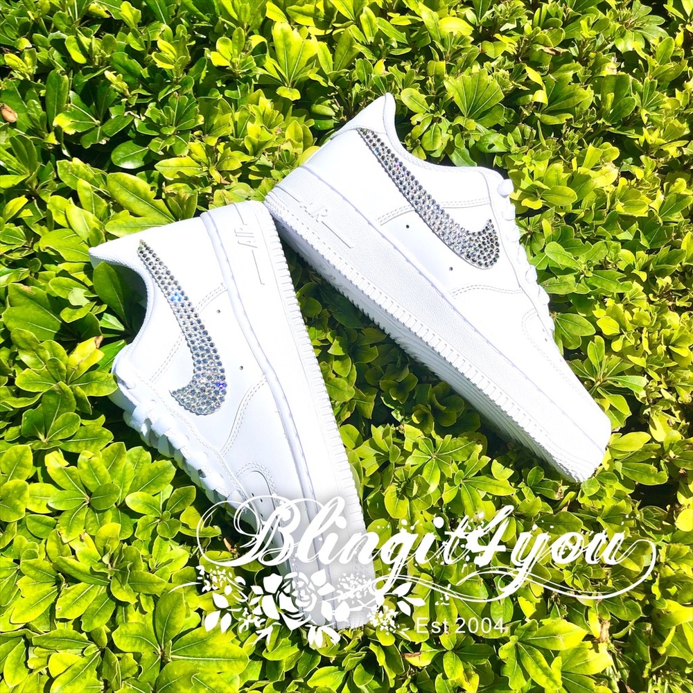 Bling 2 swooshes Swarovski crystal Nike AF1 shoes - Picture 5 of 8